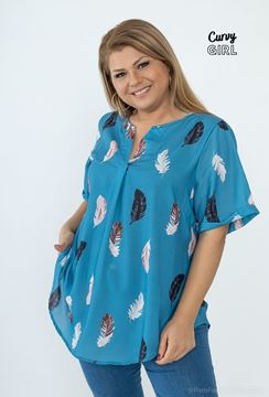 Picture of CURVY GIRL V NECK WITH FEATHER PRINT